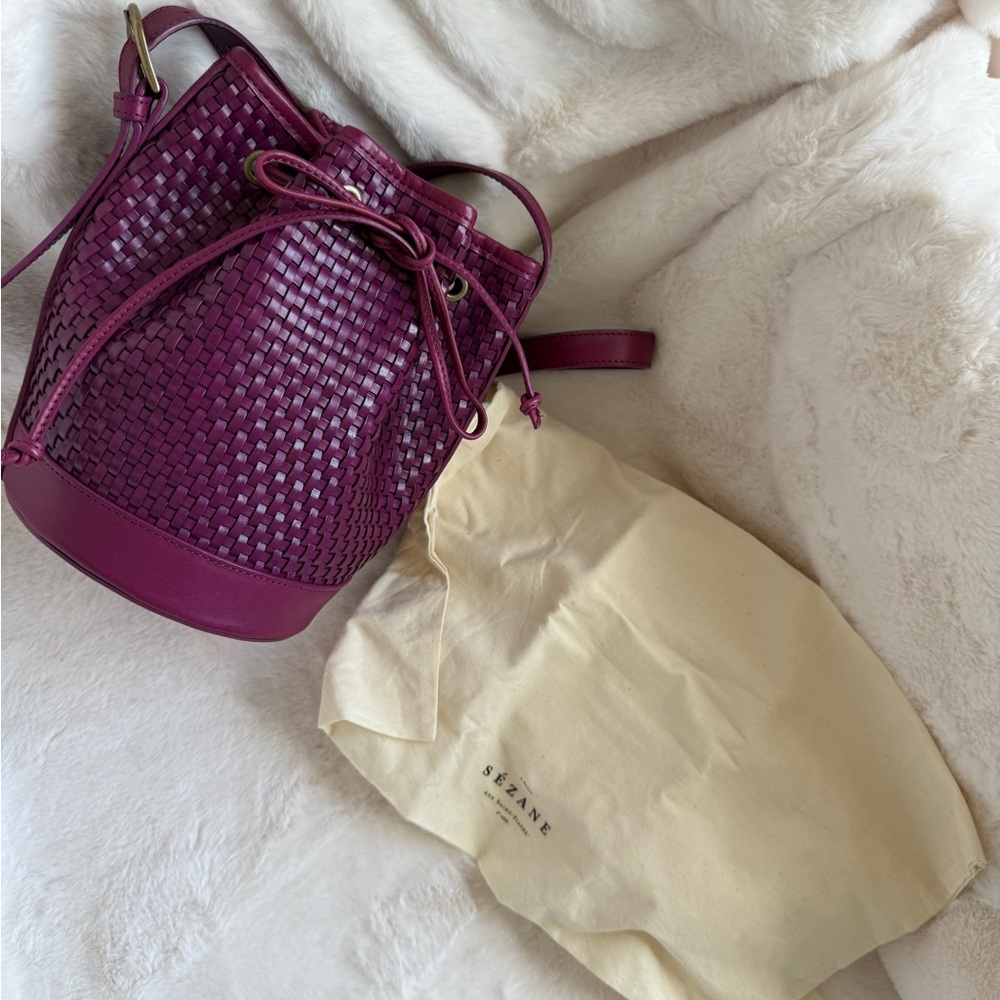 Sezane leather Farrow mini bag in purple